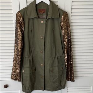 Hive & Honey Olive Green and Gold Sequin Jacket